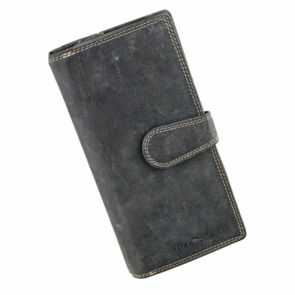 WILD REAL - Portemonnee Dames - Overslagportemonnee - Buffel Leder - 17 x 10 x 3 cm - Inhoud 17 pasjes - Anti-Skim