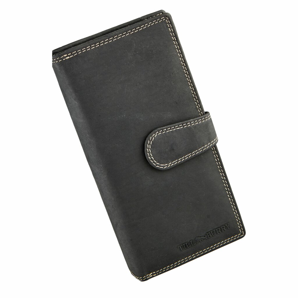 WILD REAL - Portemonnee Dames - Overslagportemonnee - Buffel Leder - 17 x 10 x 3 cm - Inhoud 17 pasjes - Anti-Skim