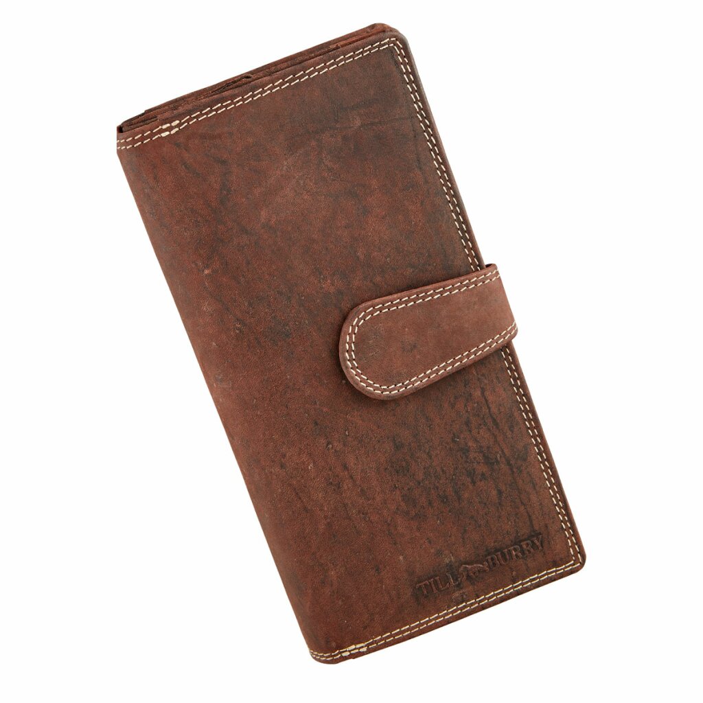 WILD REAL - Portemonnee Dames - Overslagportemonnee - Buffel Leder - 17 x 10 x 3 cm - Inhoud 17 pasjes - Anti-Skim