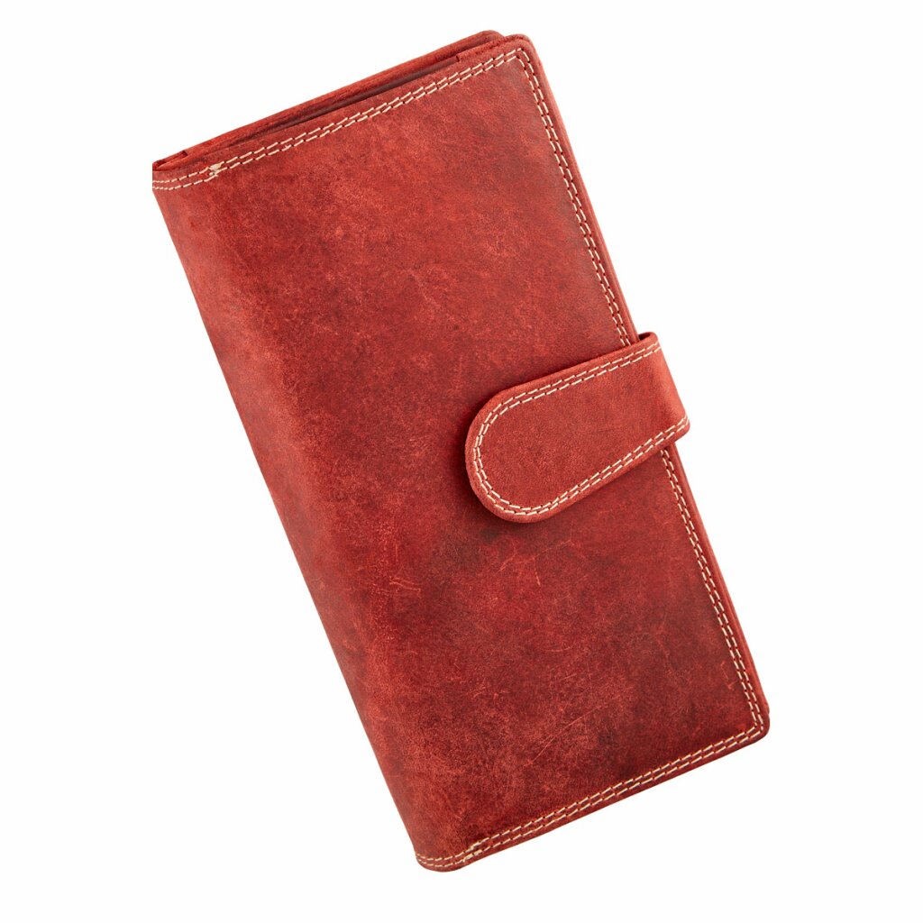 WILD REAL - Portemonnee Dames - Overslagportemonnee - Buffel Leder - 17 x 10 x 3 cm - Inhoud 17 pasjes - Anti-Skim